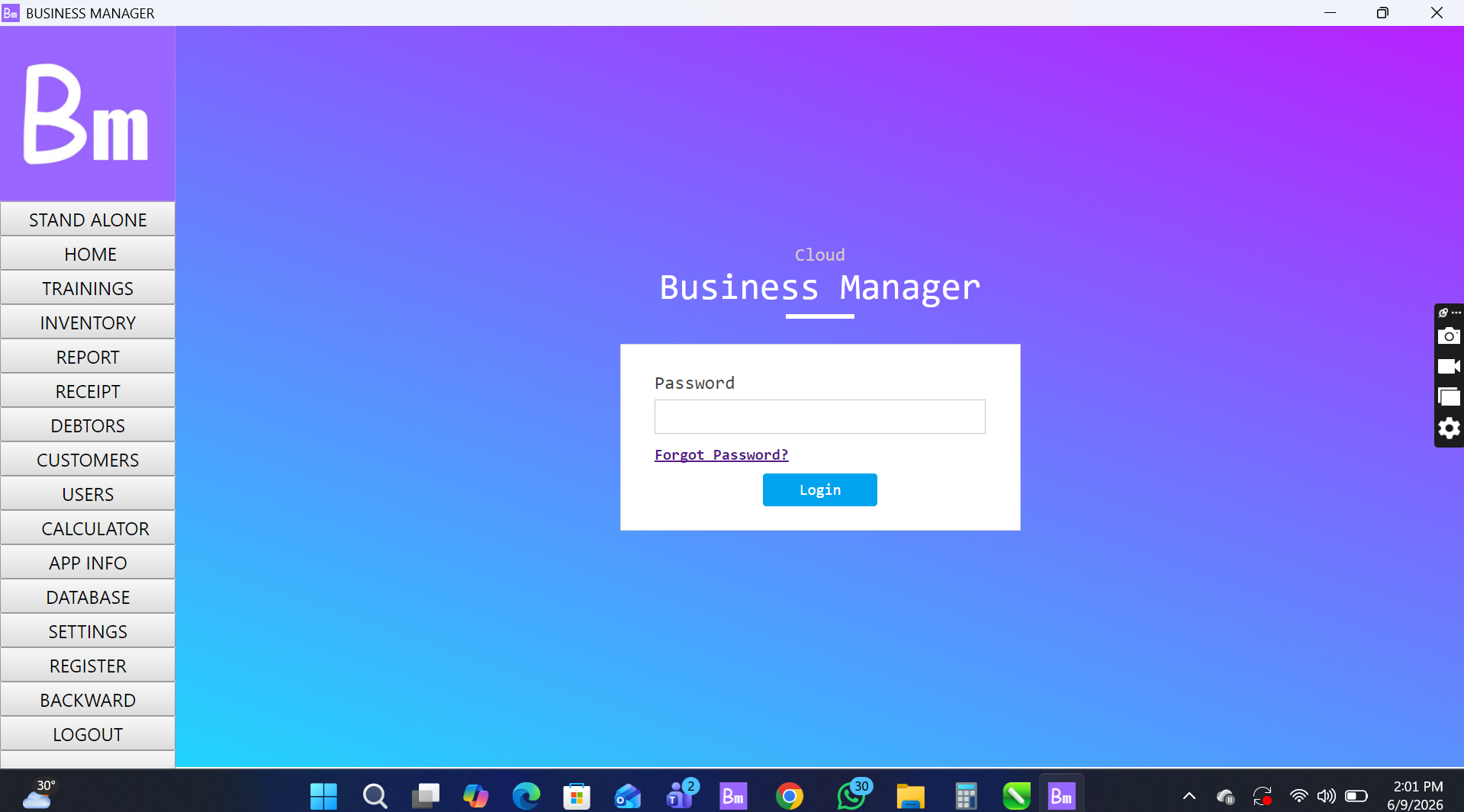 Business Manager Windows desktop app
